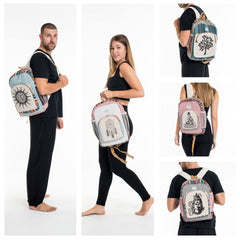 Assorted set of 3 Hemp Cotton Boho Backpack in Large