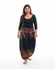 Plus Size Floral Unisex Harem Pants in Black