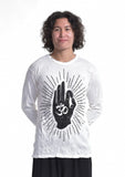 Wholesale Sure Design Unisex Hand of Om Long Sleeve T-Shirt White - $10.00