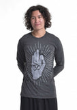 Wholesale Sure Design Unisex Hand of Om Long Sleeve T-Shirt Silver on Black - $10.00