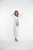 Sure Design Womens Lotus Om Long Sleeve Hoodie Dress White