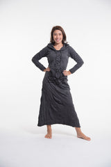 Sure Design Womens Lotus Om Long Sleeve Hoodie Dress Black