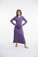 Sure Design Womens Lotus Om Long Sleeve Hoodie Dress Purple
