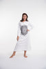 Sure Design Womens Lotus Mandala Long Sleeve Hoodie Dress White