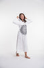 Sure Design Womens Lotus Mandala Long Sleeve Hoodie Dress White