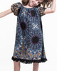 Kids Paisley Mandalas Dress in Blue Gray