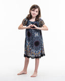 Wholesale Kids Paisley Mandalas Dress in Blue Gray - $9.00