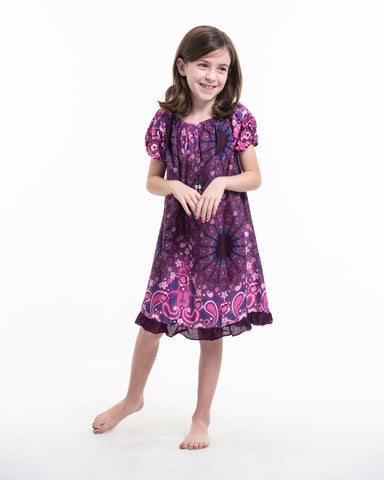 Kids Paisley Mandalas Dress in Purple