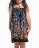 Kids Paisley Mandalas Smock Dress in Blue Gray