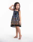 Wholesale Kids Paisley Mandalas Smock Dress in Blue Gray - $9.00