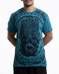 Sure Design Men's Hamsa Eye T-Shirt in Denim Blue