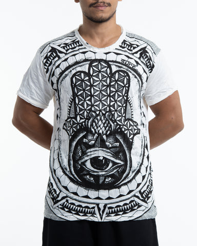 Sure Design Men's Hamsa Eye T-Shirt in White