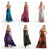 Wholesale Assorted set of 3 Upcycled Patchwork Solid Color Maxi Dress - $45.00