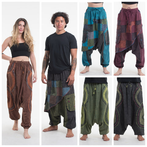 Assorted set of 5 Unisex Patchwork Stonewashed Low Cut Cotton Pants