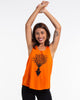 Super Soft Cotton Womens Meditation Tree Tank Top in Orange