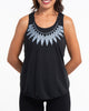 Super Soft Cotton Womens Feather Necklace Tank Top in Black