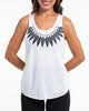 Super Soft Cotton Womens Feather Necklace Tank Top in White