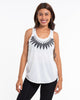 Super Soft Cotton Womens Feather Necklace Tank Top in White