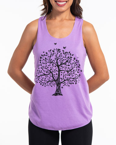 Super Soft Cotton Womens Tree Tank Top in Violet