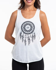 Super Soft Cotton Womens Dreamcatcher Tank Top in White