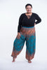 Plus Size Geometric Mandalas Unisex Harem Pants in Turquoise