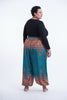 Plus Size Geometric Mandalas Unisex Harem Pants in Turquoise