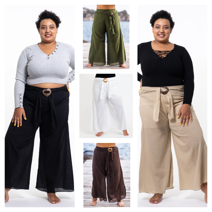 Dixie Solid Color Palazzo Trousers with Strech Waist Camel ...