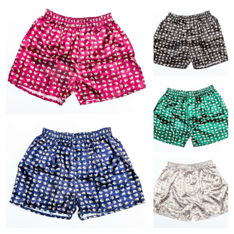 Assorted 5 Piece Set Thai Silk Boxer Shorts Elephants Print – Sure