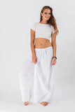 Wholesale Thai Harem Double Layers Palazzo Pants in Solid White - $10.20