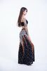 Peacock Feathers Straight Cut Wide Leg Palazzo with Elastic Back Waistband in Black