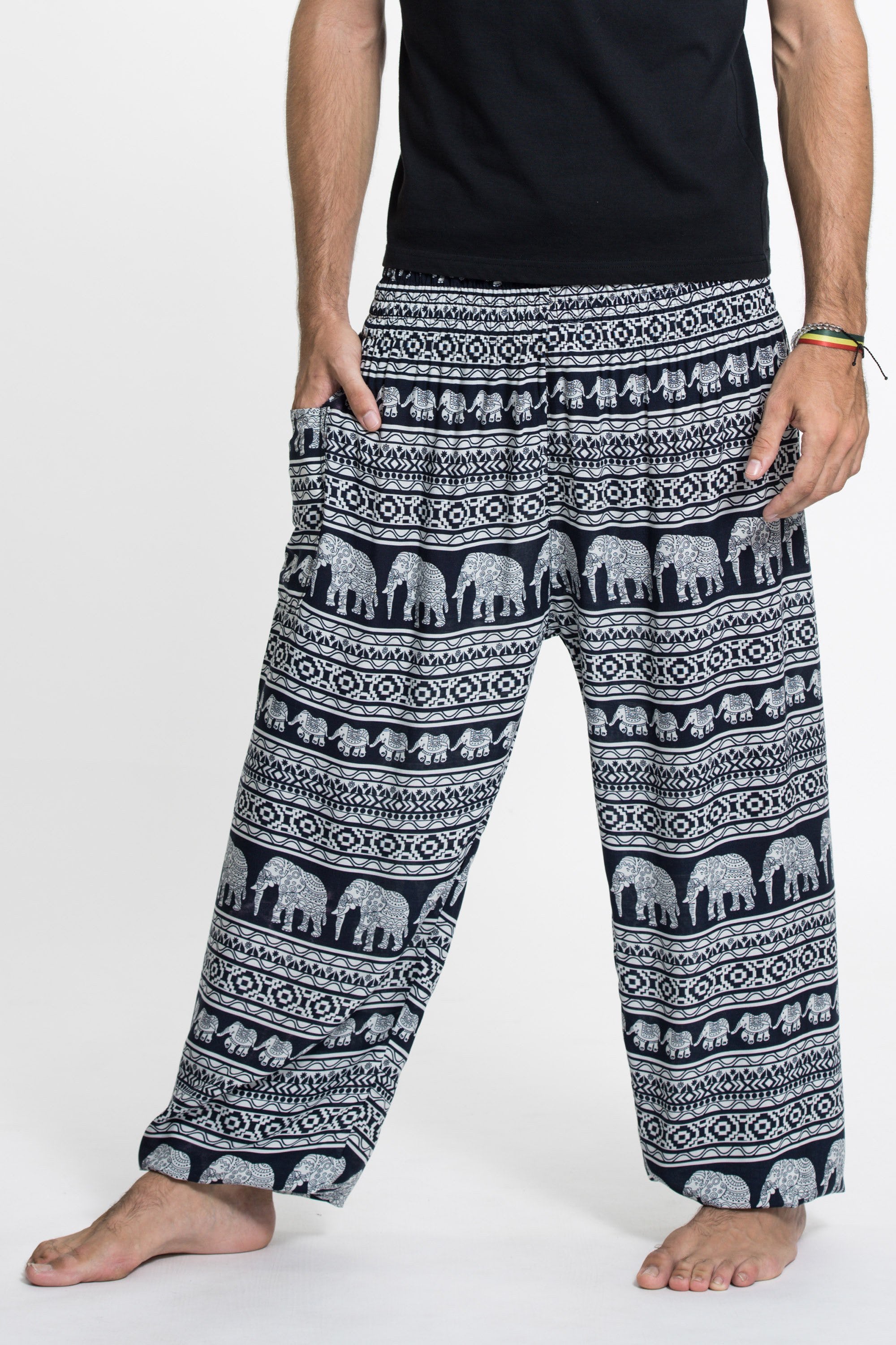 Boho Elephant Pants | Black Harem Pants Women Elephant Print –  Lannaclothesdesign Shop