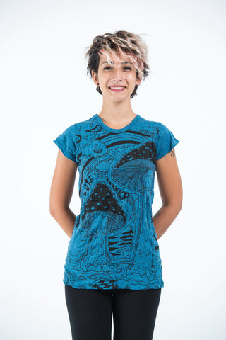 Sure Design Womens Magic Mushroom T-Shirt Denim Blue
