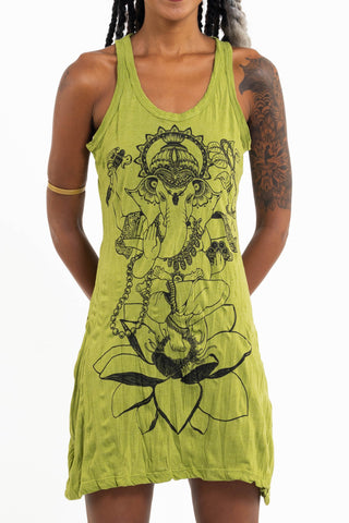 Sure Design Women's Lord Ganesh Tank Dress Lime