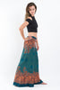 Geometric Mandalas Straight Cut Wide Leg Palazzo with Elastic Back Waistband in Turquoise