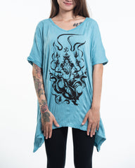 Sure Design Women's Ganesh Chakra Loose V Neck T-Shirt in Turquoise